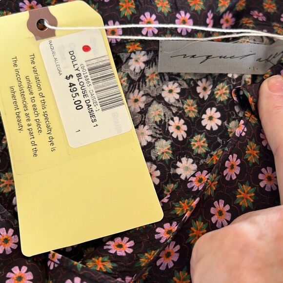 Raquel Allegra Dolly Silk Blouse Daisy Print Size 1/Medium/6 US Nwt - Picture 7 of 9